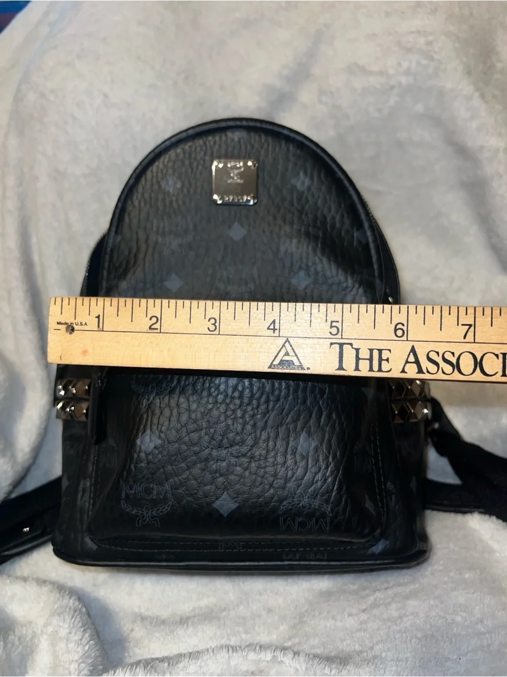 MCM coated canvas small stark side studs backpack (has authenticity paper)